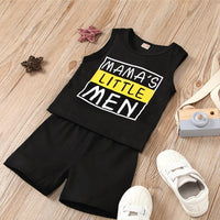 Boys Sleeveless Mama's Little Men Top & Shorts Buy Baby clothing Wholesale - PrettyKid