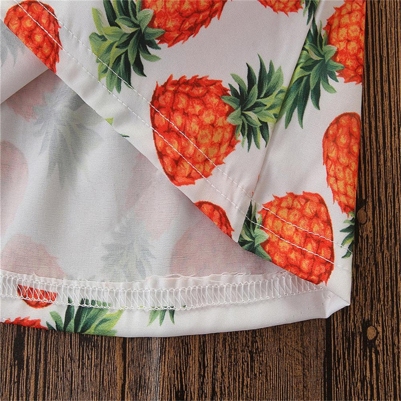 Girls Sleeveless Pineapple Printed Top & Ripped Jeans Wholesale Clothing For Girls - PrettyKid