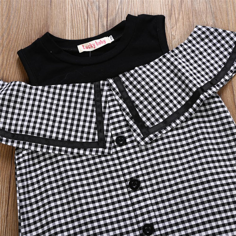 Girls Sleeveless Plaid Button Summer Dress Wholesale Little Girl Boutique Clothing - PrettyKid