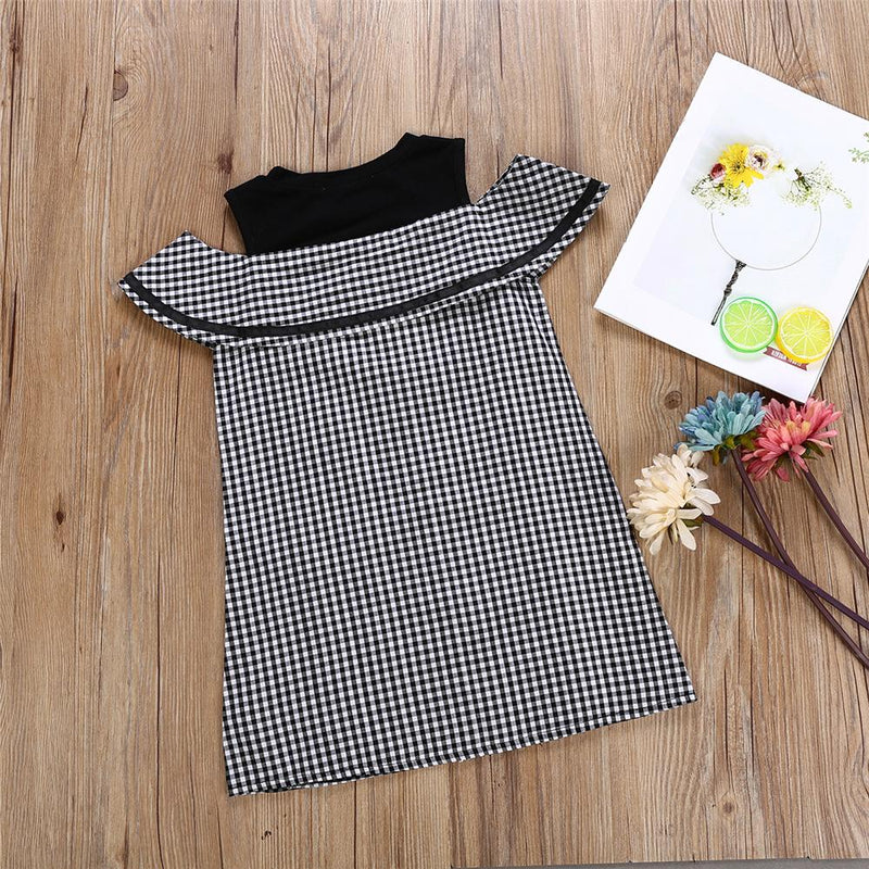 Girls Sleeveless Plaid Button Summer Dress Wholesale Little Girl Boutique Clothing - PrettyKid