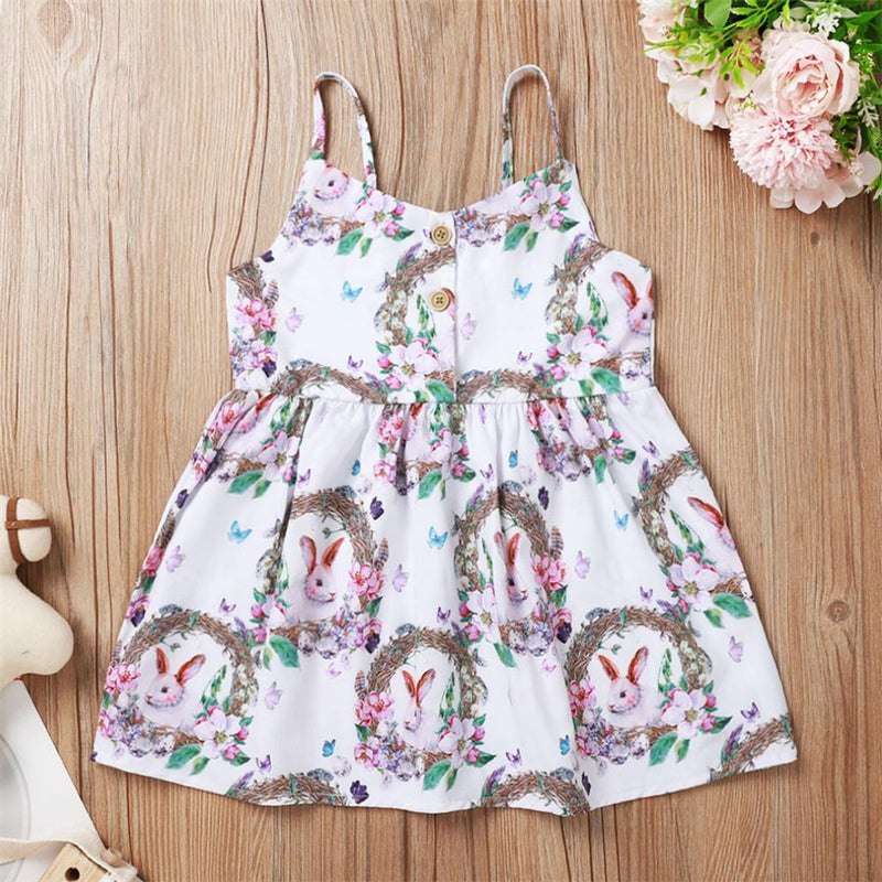 Girls Sleeveless Rabbit Printed Summer Dress Baby Girl Boutique clothes Wholesale - PrettyKid