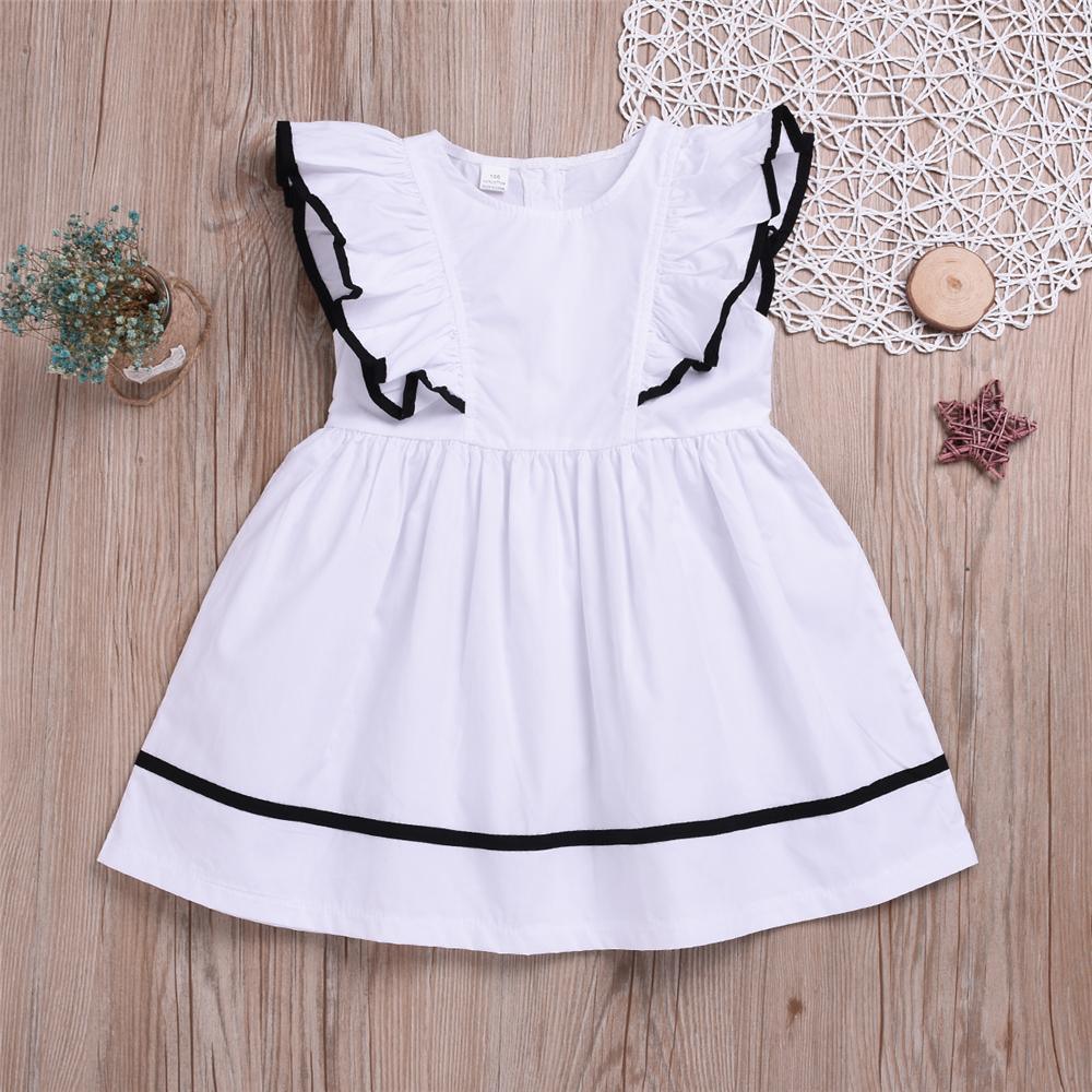 Girls Sleeveless Ruffled Casual Dress Wholesale Little Girl Clothing - PrettyKid