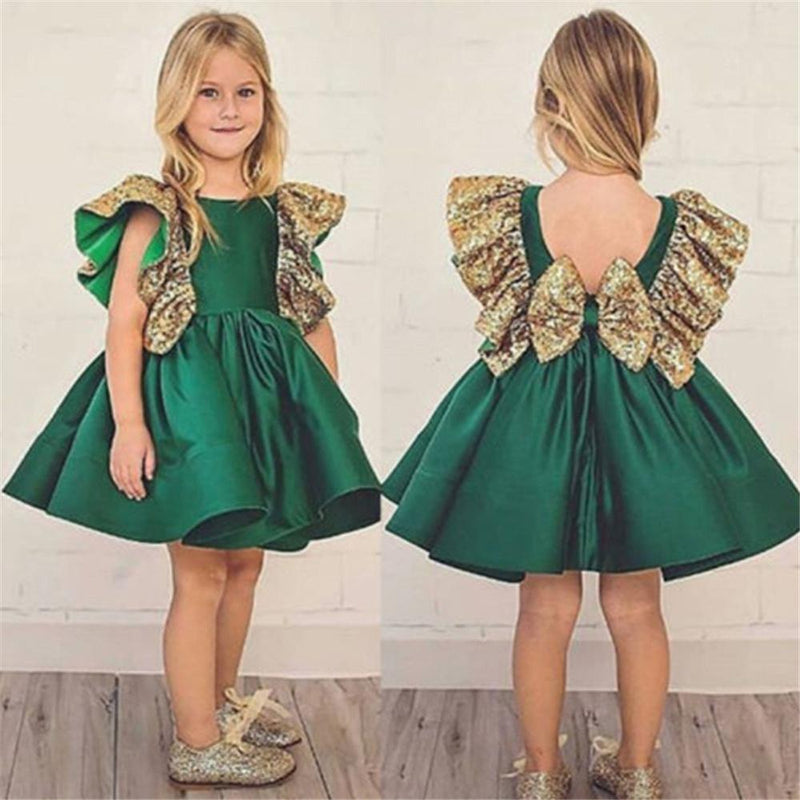 Girls Sleeveless Sequin Bow Decor Dress Baby Clothing Suppliers - PrettyKid