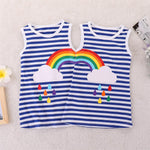 Toddler Girls Sleeveless Sisters Sleeveless Striped Rainbow Printed Dresses wholesale little girl clothing - PrettyKid