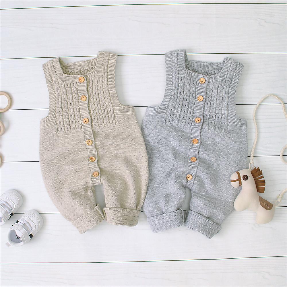 Baby Sleeveless Solid Casual Rompers - PrettyKid