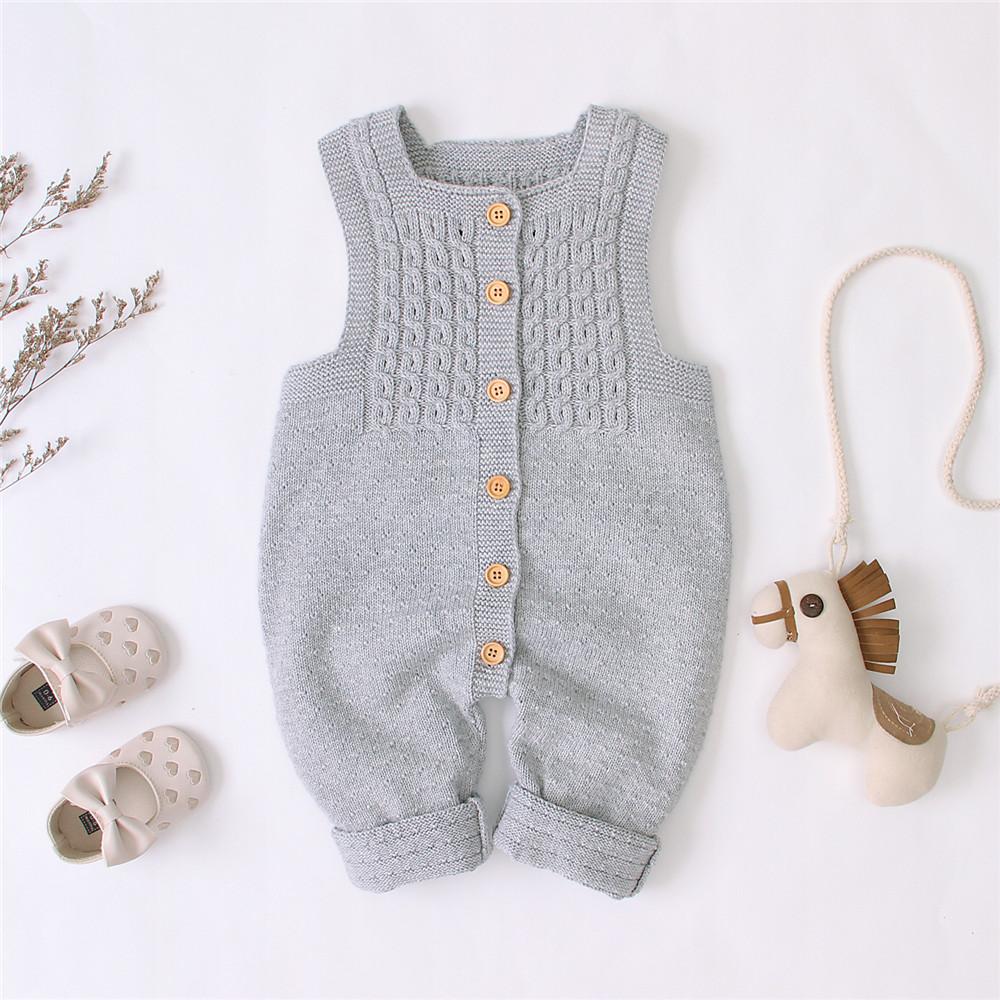 Baby Sleeveless Solid Casual Rompers - PrettyKid