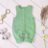 Baby Sleeveless Solid Casual Rompers - PrettyKid