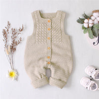 Baby Sleeveless Solid Casual Rompers - PrettyKid