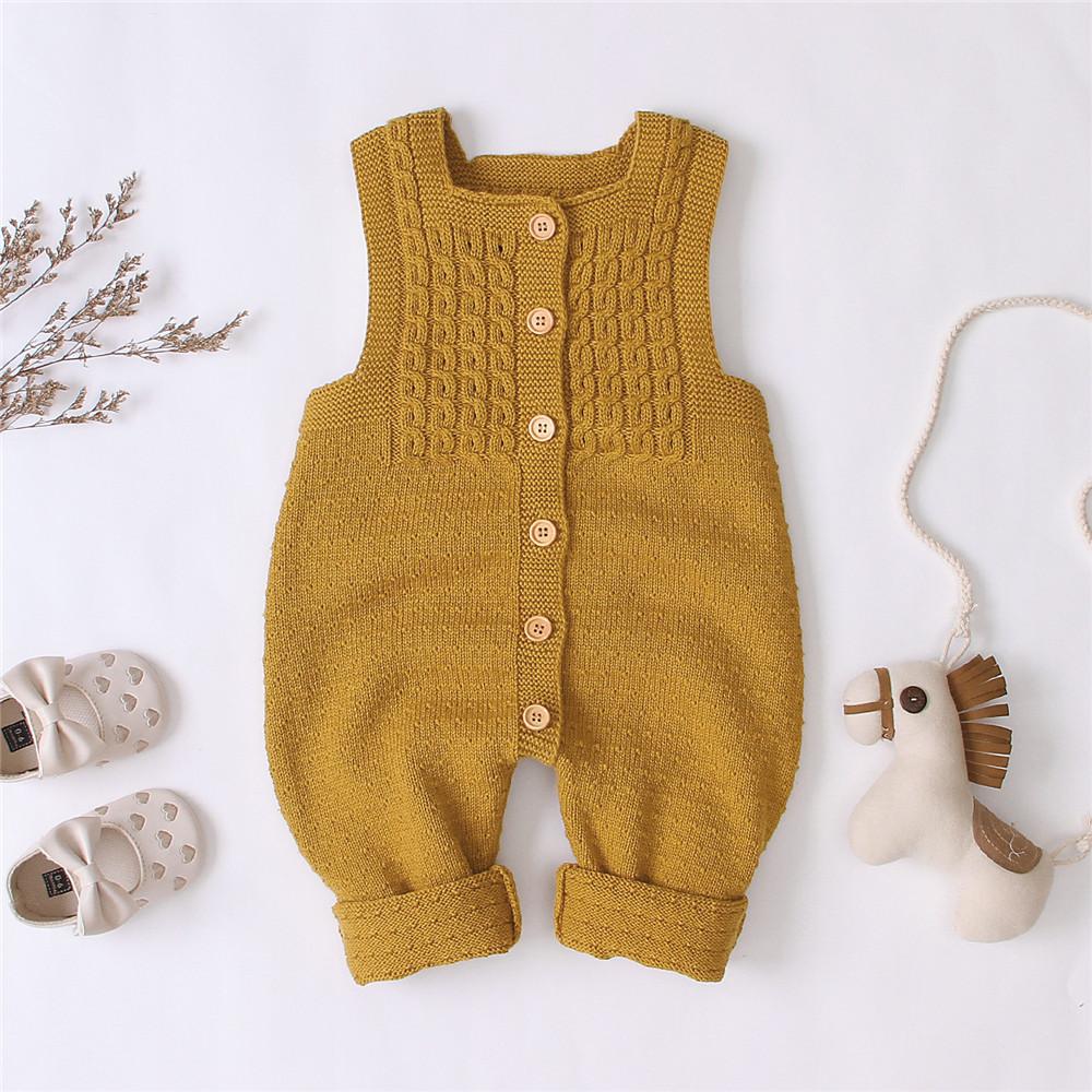 Baby Sleeveless Solid Casual Rompers - PrettyKid