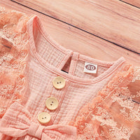 Girls Sleeveless Solid Color Lace Button Bow Decor Dress Girl Wholesale - PrettyKid