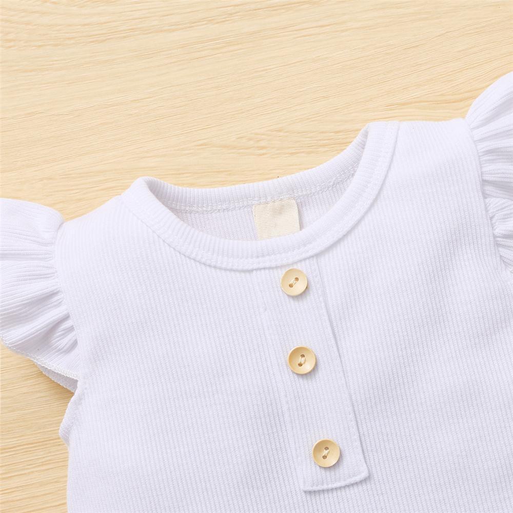 Baby Girls Sleeveless Solid Flying Sleeve Top & Shorts wholesale designer kidswear - PrettyKid
