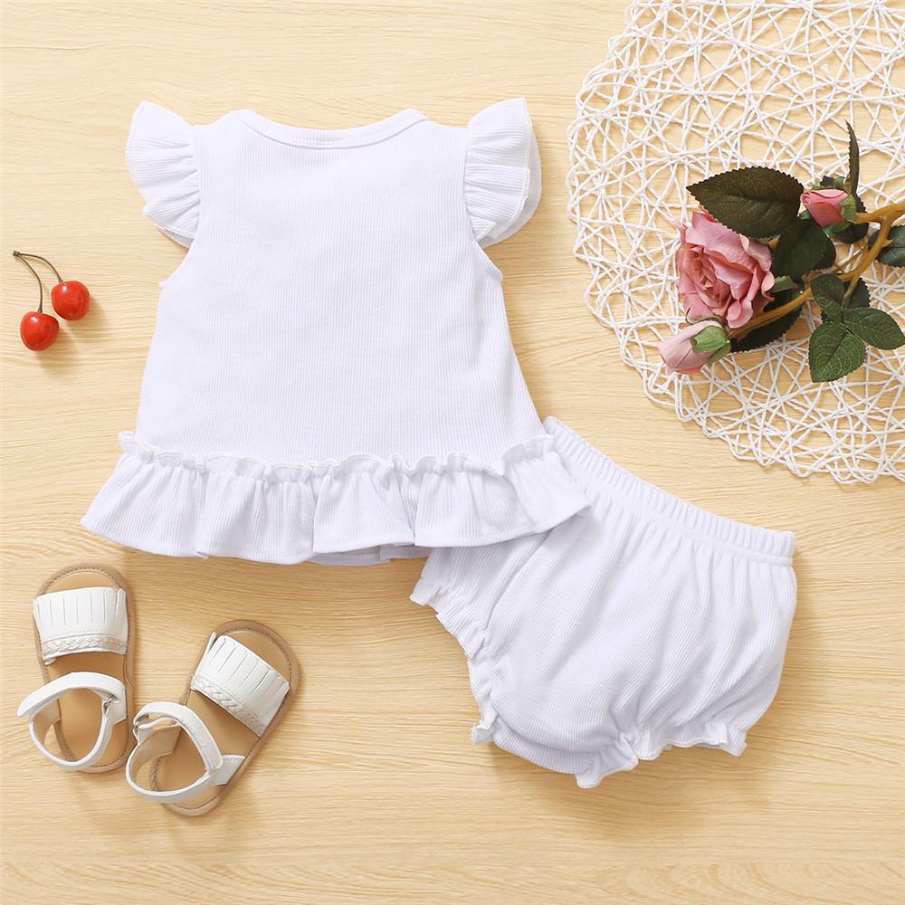 Baby Girls Sleeveless Solid Flying Sleeve Top & Shorts wholesale designer kidswear - PrettyKid