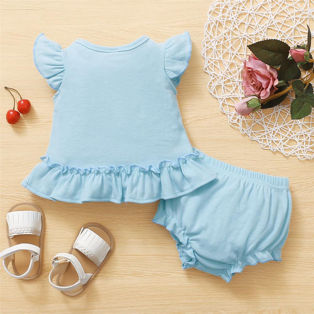 Baby Girls Sleeveless Solid Flying Sleeve Top & Shorts wholesale designer kidswear - PrettyKid