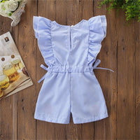Girls Sleeveless Striped Embroidered Bow Decor Jumpsuit Wholesale Girl Clothing - PrettyKid