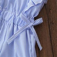 Girls Sleeveless Striped Embroidered Bow Decor Jumpsuit Wholesale Girl Clothing - PrettyKid