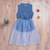 Girls Sleeveless Summer Solid Color Button Top & Mesh Skirt Childrens Wholesale Suppliers - PrettyKid