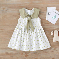 Girls Sleeveless Tie Floral Printed Dress Trendy Kids Wholesale clothes - PrettyKid