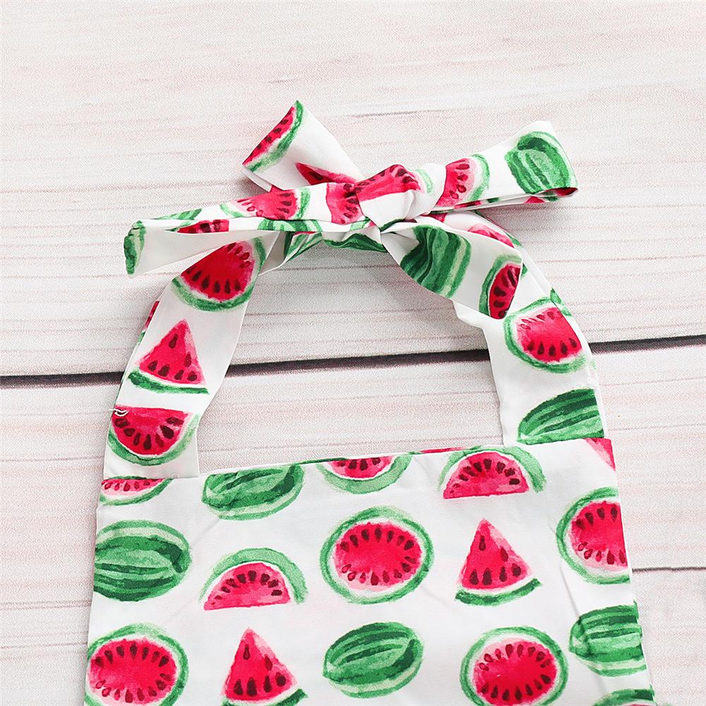 Baby Girls Sleeveless Watermelon Printed Romper & Headband Bulk Baby Clothes Online - PrettyKid