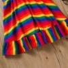 Girls Sling Striped Splicing Rainbow Dress Wholesale Little Girls clothing - PrettyKid