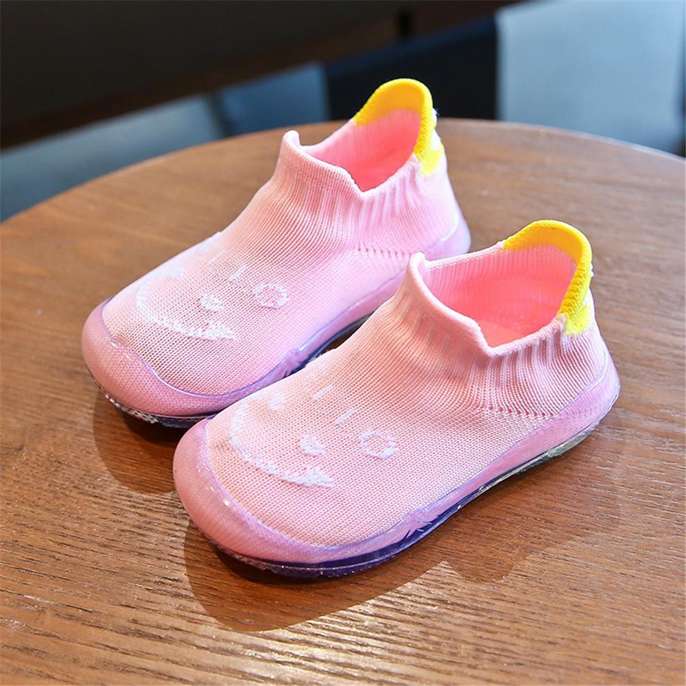 Baby Unisex Slip On Cartoon Letter Mesh Flat Shoes - PrettyKid