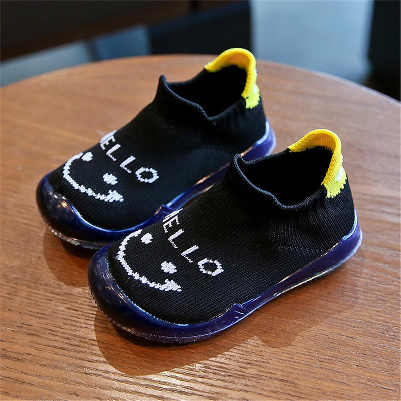 Baby Unisex Slip On Cartoon Letter Mesh Flat Shoes - PrettyKid