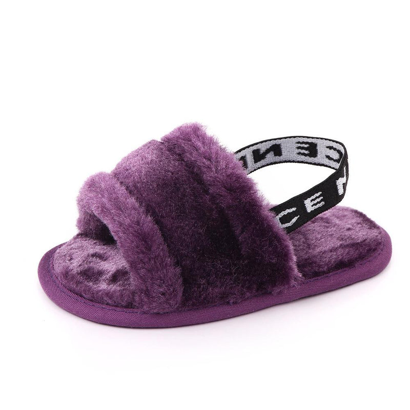 Baby Slip On Solid Color Letter Elastic Band Fur Sandals Wholesale Infant Shoes - PrettyKid