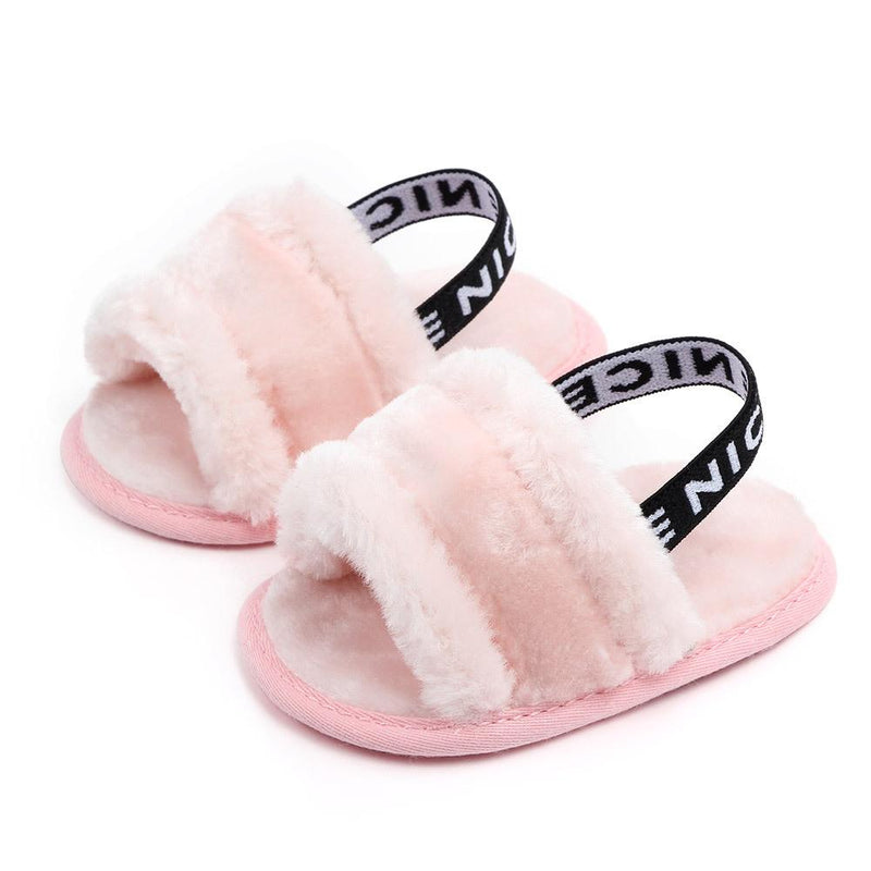 Baby Slip On Solid Color Letter Elastic Band Fur Sandals Wholesale ...