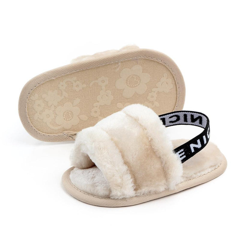 Baby Slip On Solid Color Letter Elastic Band Fur Sandals Wholesale Infant Shoes - PrettyKid