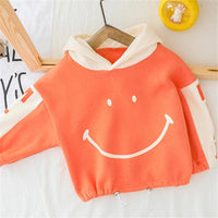 Girls Smile Cartoon Printed Long Sleeve Hooded Jumpers & Pants - PrettyKid