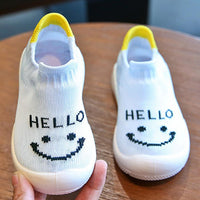 Baby Unisex Smile Letter Mesh Solid Slip On Flats - PrettyKid