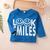 Unisex Smiley Letter Print Long Sleeve T-shirt Wholesale Kidswear - PrettyKid