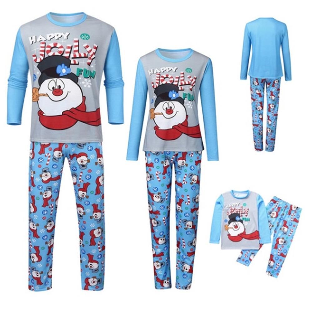 Parent-Child Snowman Printed Top & Pants Mommy And Me Clothing Wholesale - PrettyKid