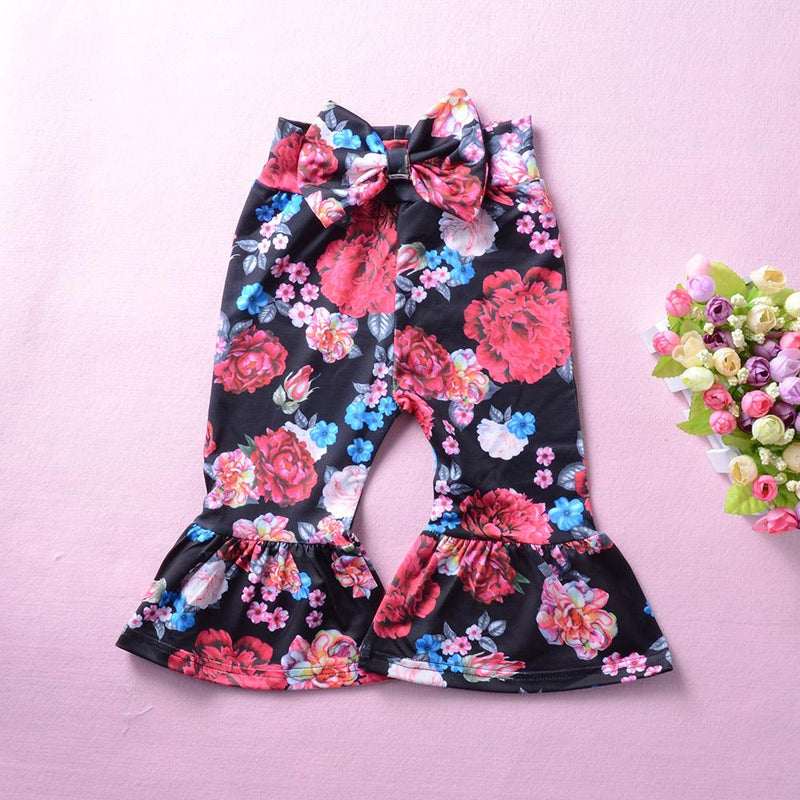 Toddler Girls Soft Flare Sleeve Off Shoulder Top & Floral Bell Pants Wholesale - PrettyKid