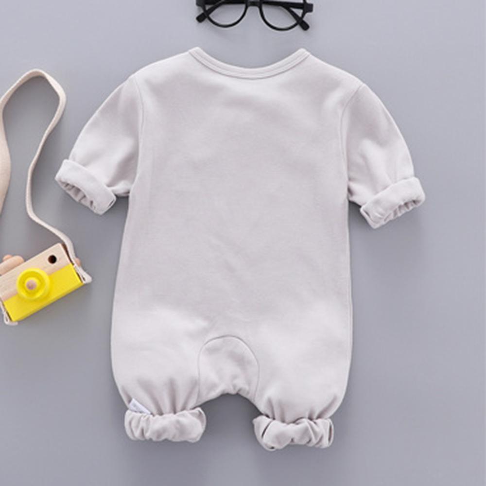 Baby Boys Soft Long Sleeve Solid Romper - PrettyKid