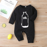 Baby Boys Solid Bottle Pattern Long Sleeve Romper - PrettyKid