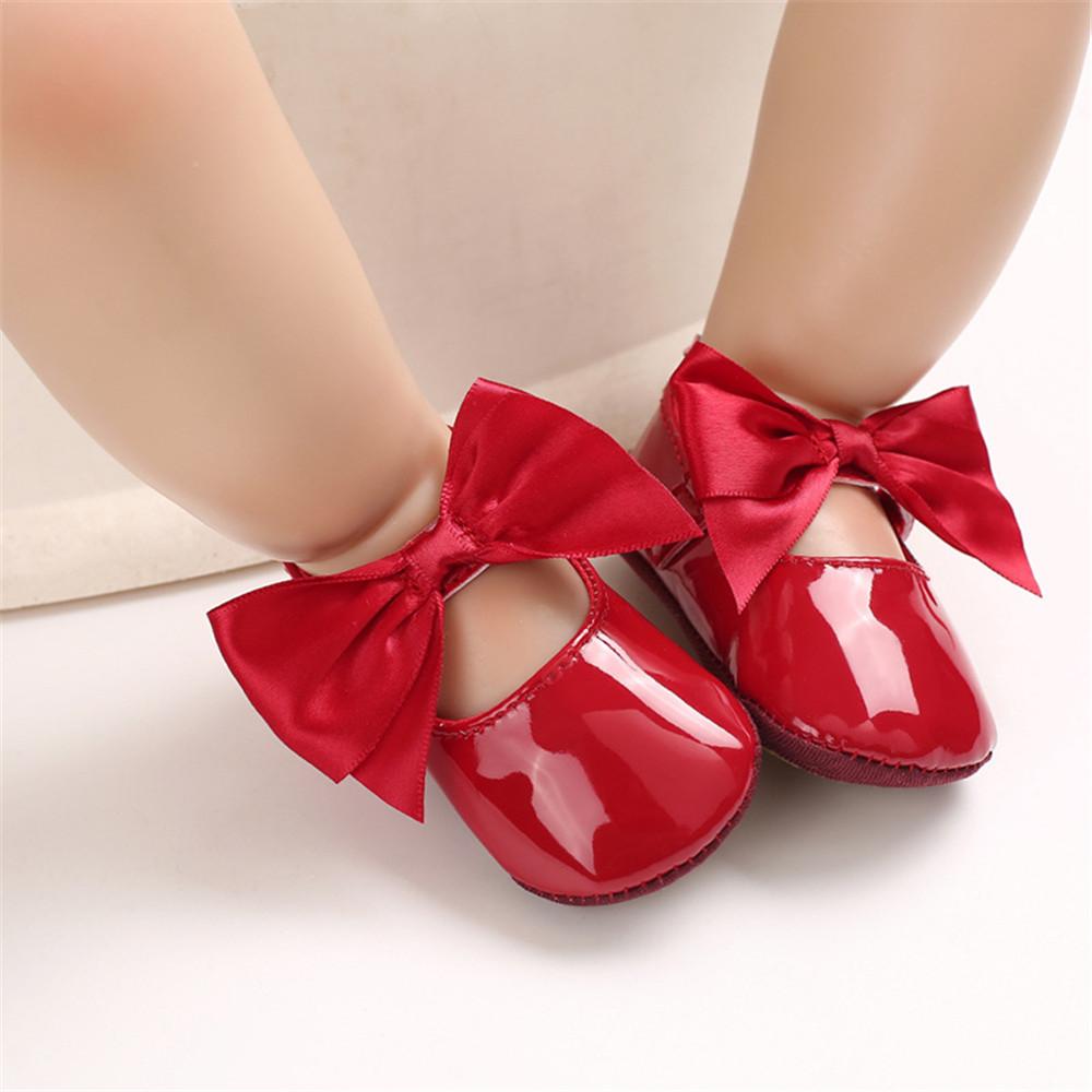 Baby Girls Solid Bow Decor Soft Flats Shoes - PrettyKid