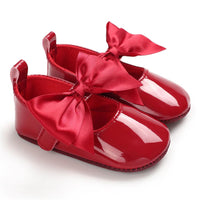 Baby Girls Solid Bow Decor Soft Flats Shoes - PrettyKid