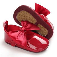 Baby Girls Solid Bow Decor Soft Flats Shoes - PrettyKid