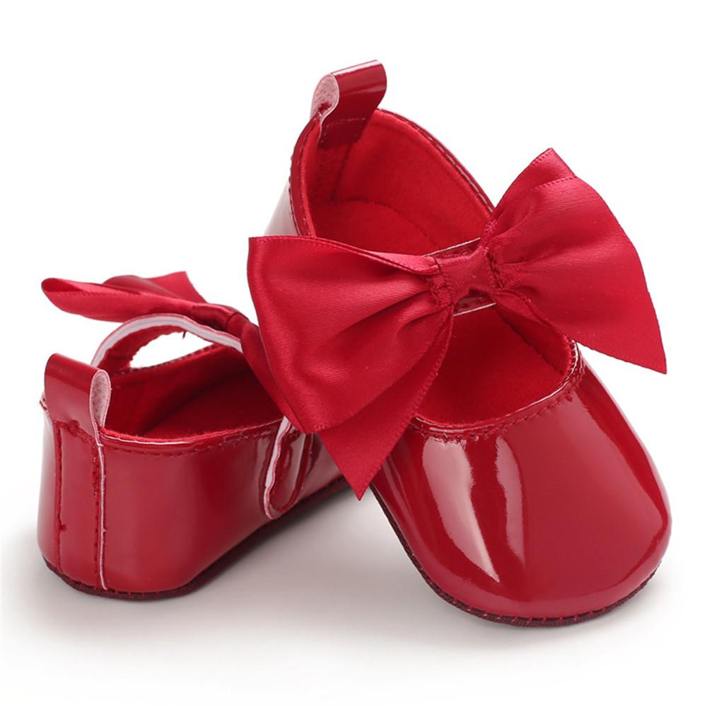 Baby Girls Solid Bow Decor Soft Flats Shoes - PrettyKid