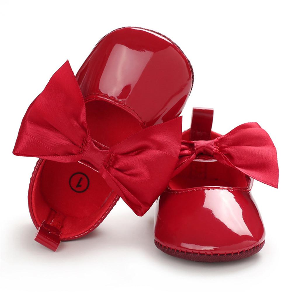 Baby Girls Solid Bow Decor Soft Flats Shoes - PrettyKid