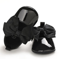 Baby Girls Solid Bow Decor Soft Flats Shoes - PrettyKid