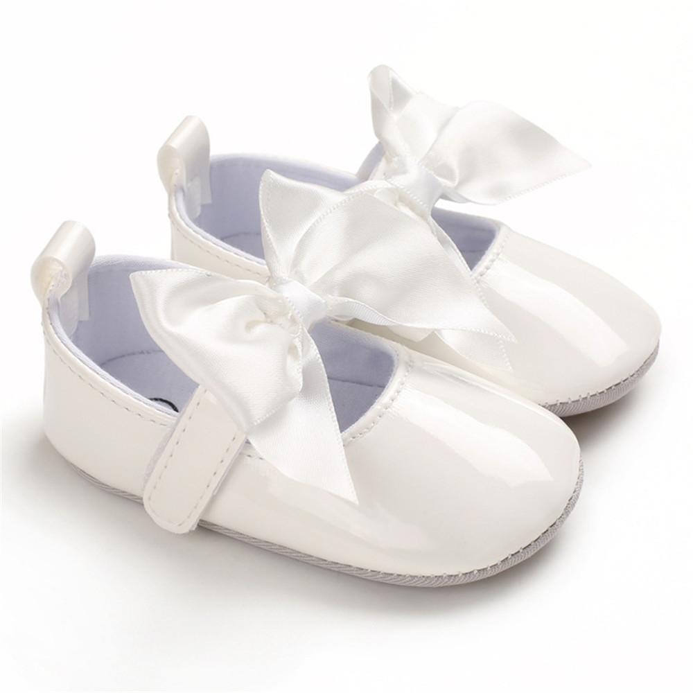 Baby Girls Solid Bow Decor Soft Flats Shoes - PrettyKid