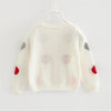 Girls Solid Button Heart Long Sleeve Sweaters - PrettyKid