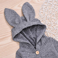 Baby Unisex Solid Button Hooded Cute Warm Romper Baby Clothing Distributor - PrettyKid