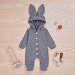 Baby Unisex Solid Button Hooded Cute Warm Romper Baby Clothing Distributor - PrettyKid