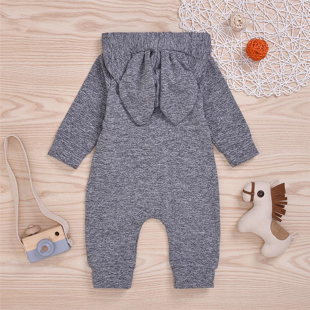 Baby Unisex Solid Button Hooded Cute Warm Romper Baby Clothing Distributor - PrettyKid