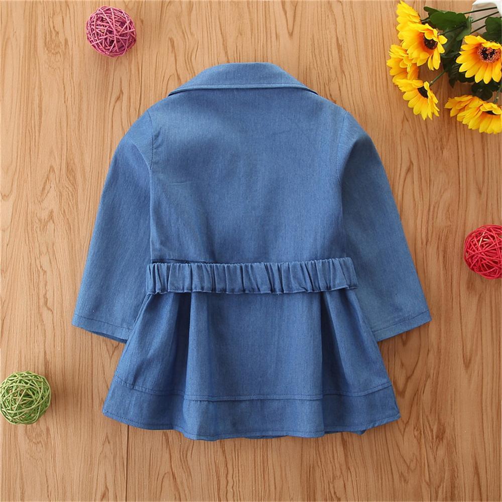 Girls Solid Button Long Sleeve Coat Wholesale Little Girls Clothes - PrettyKid