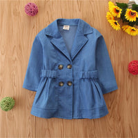 Girls Solid Button Long Sleeve Coat Wholesale Little Girls Clothes - PrettyKid