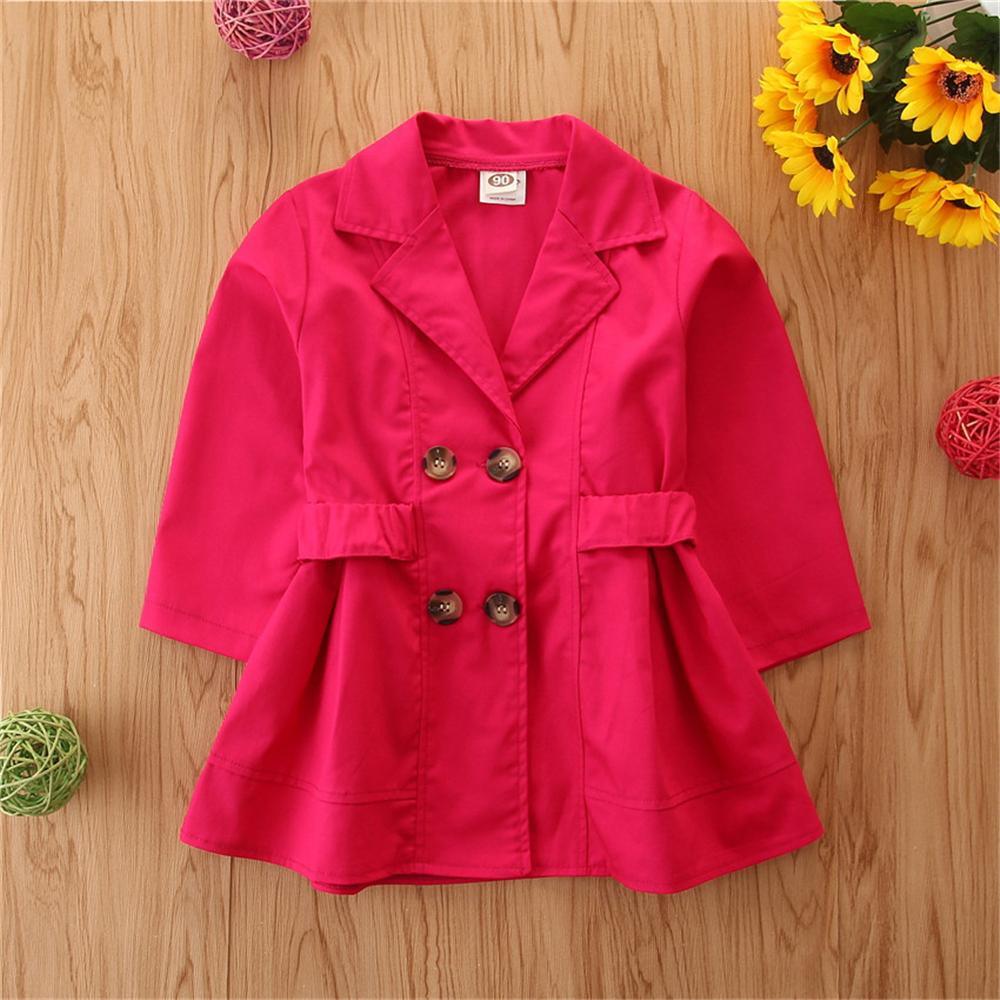 Girls Solid Button Long Sleeve Coat Wholesale Little Girls Clothes - PrettyKid