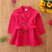 Girls Solid Button Long Sleeve Coat Wholesale Little Girls Clothes - PrettyKid